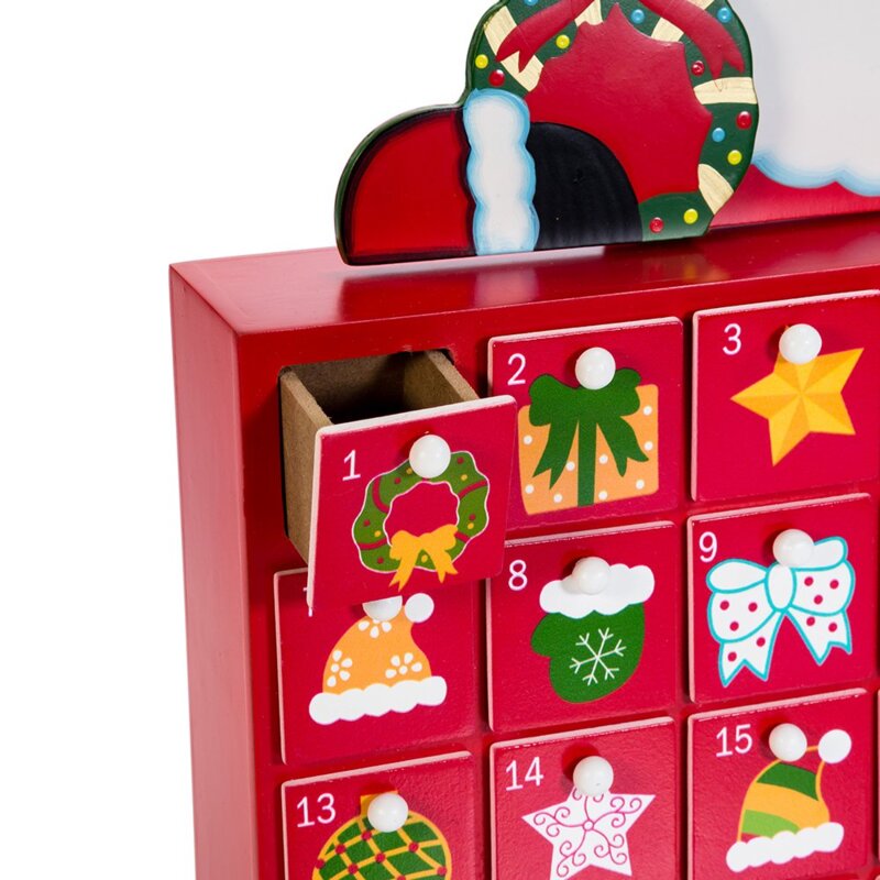 The Holiday Aisle® D3264 13" Wooden Santa Advent Calendar With Drawers